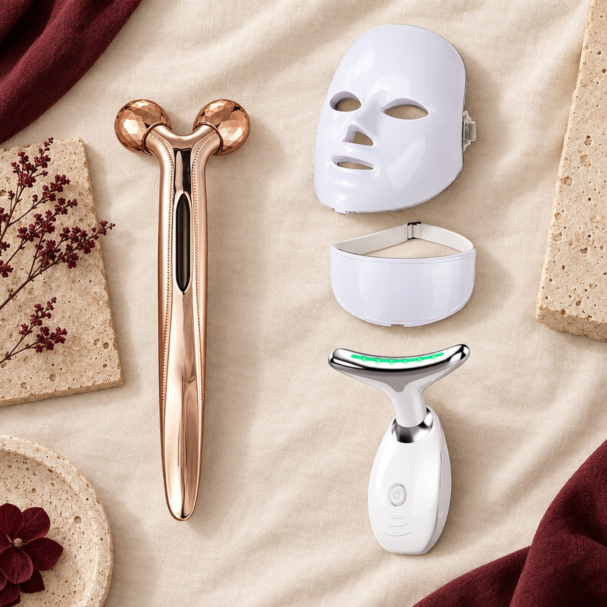 Veyralum 7-Color LED Face & Neck Mask – Complete Set contents